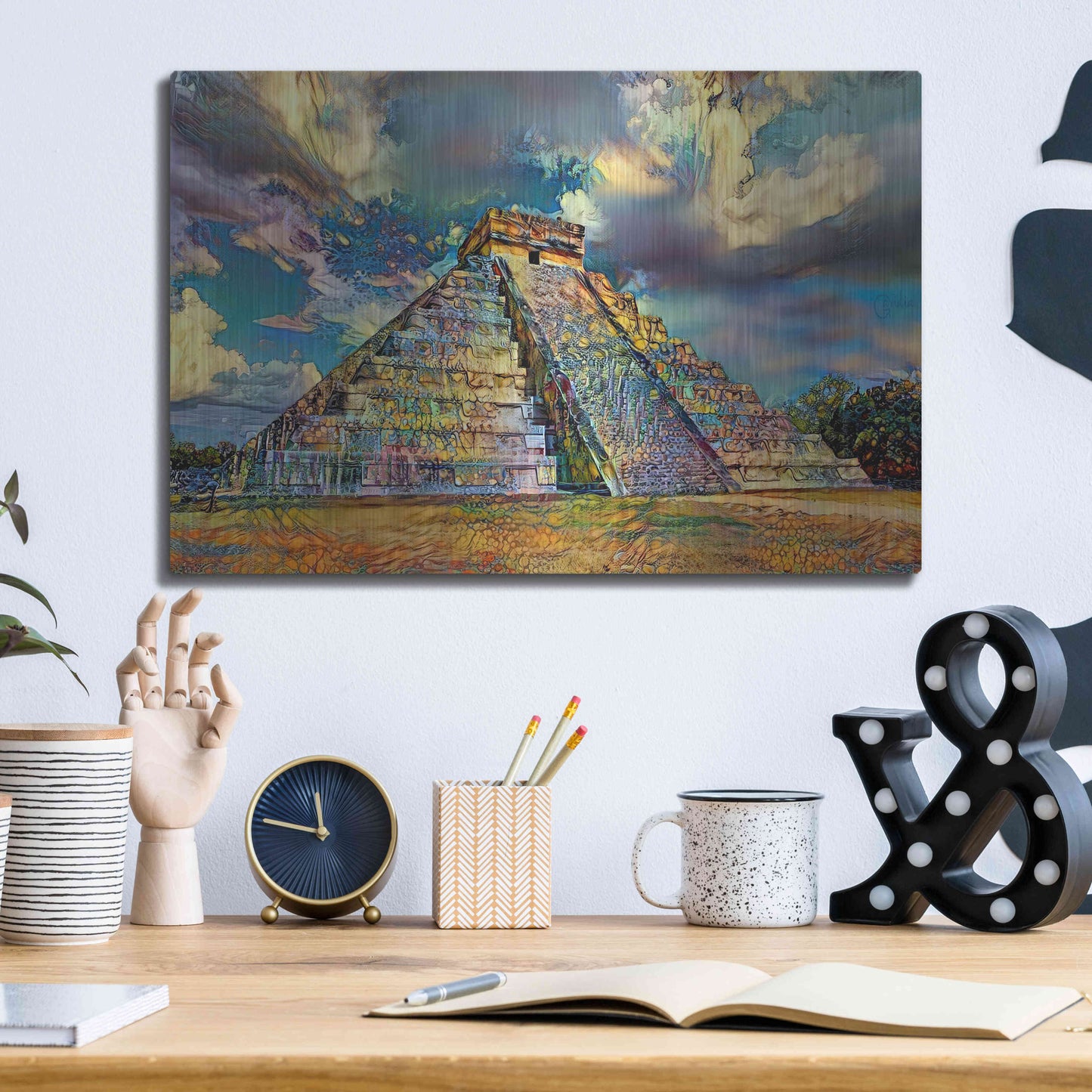 Luxe Metal Art 'Yucatan Mexico Chichen Itza' by Pedro Gavidia, Metal Wall Art,16x12