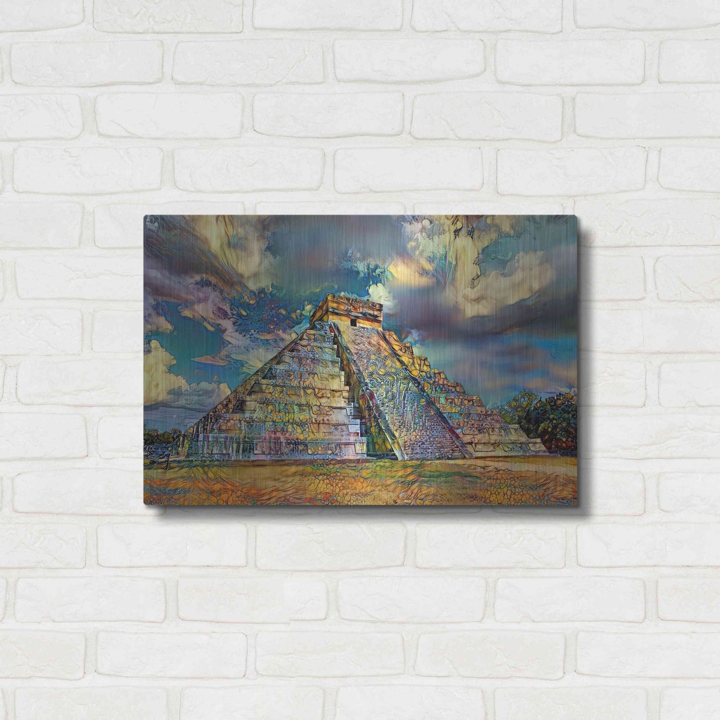 Luxe Metal Art 'Yucatan Mexico Chichen Itza' by Pedro Gavidia, Metal Wall Art,24x16