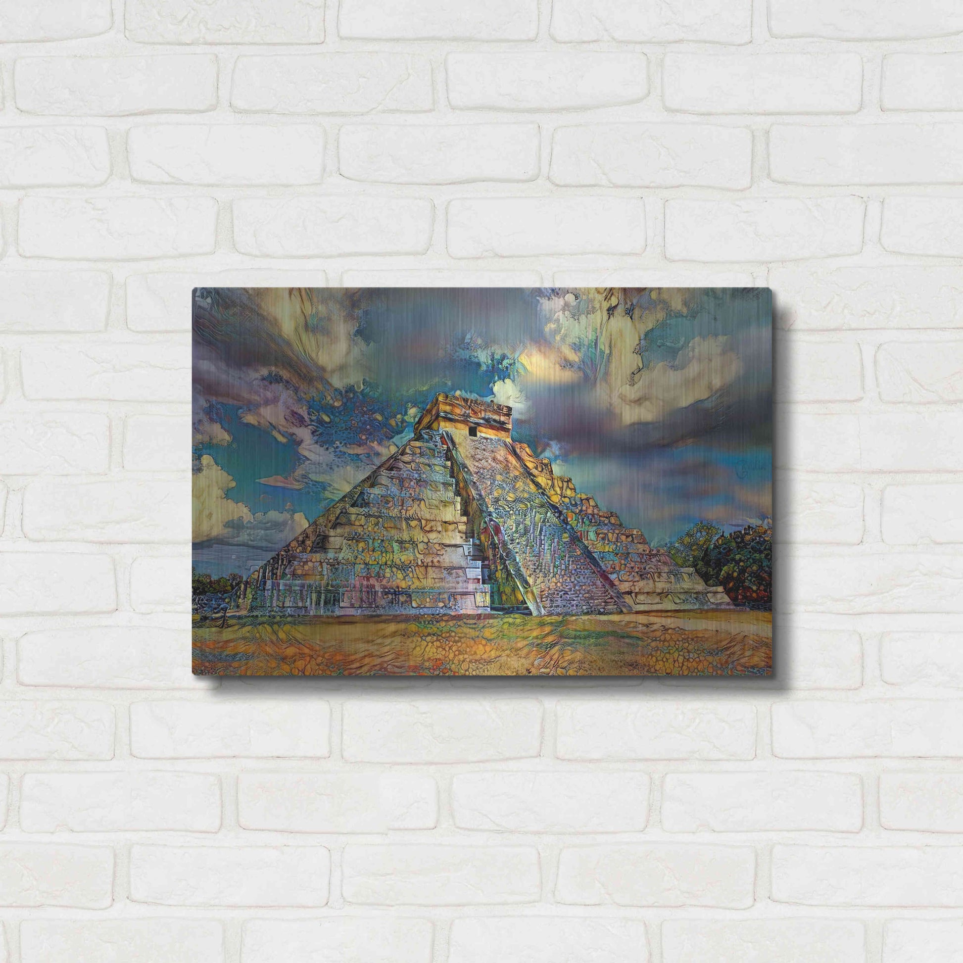 Luxe Metal Art 'Yucatan Mexico Chichen Itza' by Pedro Gavidia, Metal Wall Art,24x16