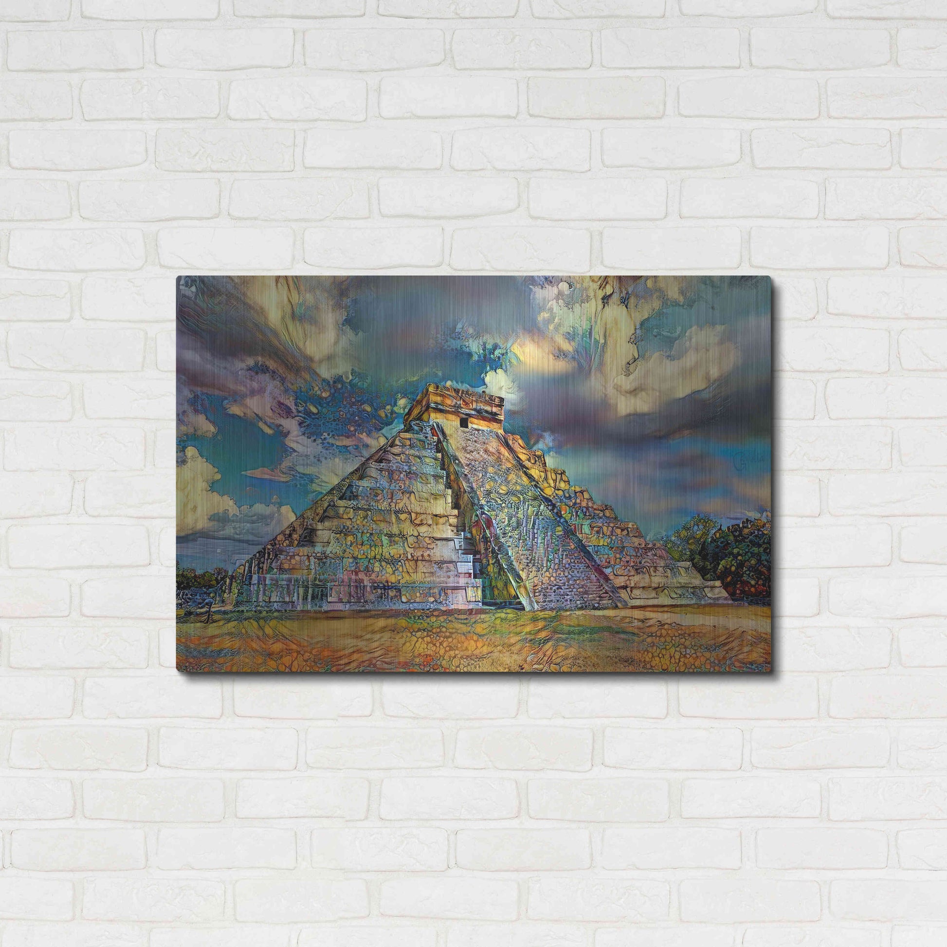 Luxe Metal Art 'Yucatan Mexico Chichen Itza' by Pedro Gavidia, Metal Wall Art,36x24
