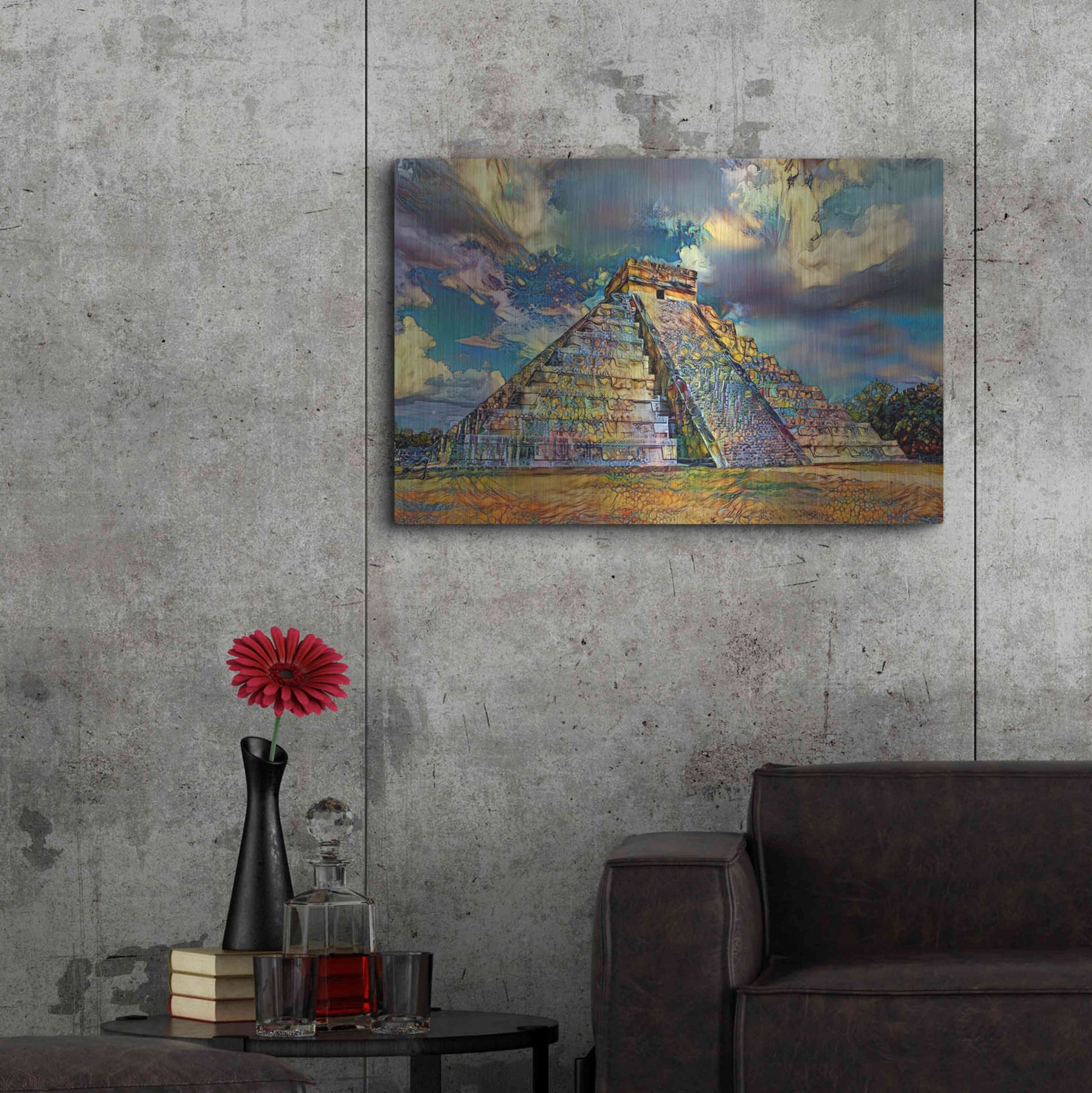 Luxe Metal Art 'Yucatan Mexico Chichen Itza' by Pedro Gavidia, Metal Wall Art,36x24
