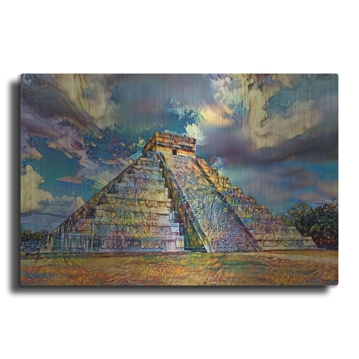 Luxe Metal Art 'Yucatan Mexico Chichen Itza' by Pedro Gavidia, Metal Wall Art