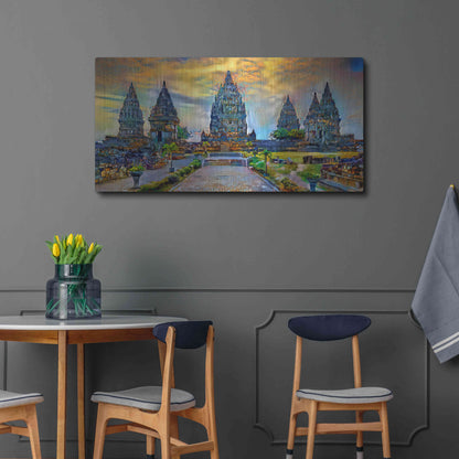 Luxe Metal Art 'Yogyakarta Indonesia Prambanan temple' by Pedro Gavidia, Metal Wall Art,48x24