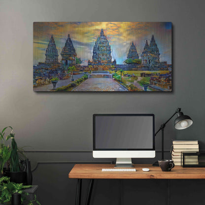 Luxe Metal Art 'Yogyakarta Indonesia Prambanan temple' by Pedro Gavidia, Metal Wall Art,48x24