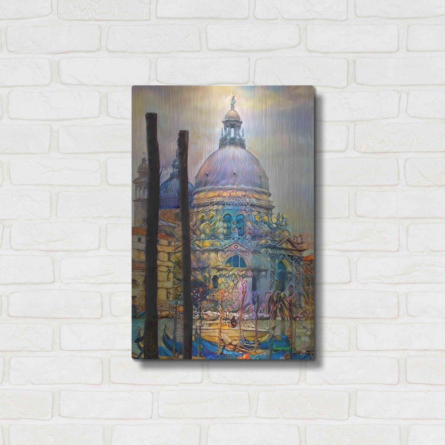 Luxe Metal Art 'Venice Italy The Salute Church of Saint Mary of Good Health' by Pedro Gavidia, Metal Wall Art,16x24