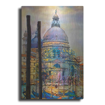 Luxe Metal Art 'Venice Italy The Salute Church of Saint Mary of Good Health' by Pedro Gavidia, Metal Wall Art