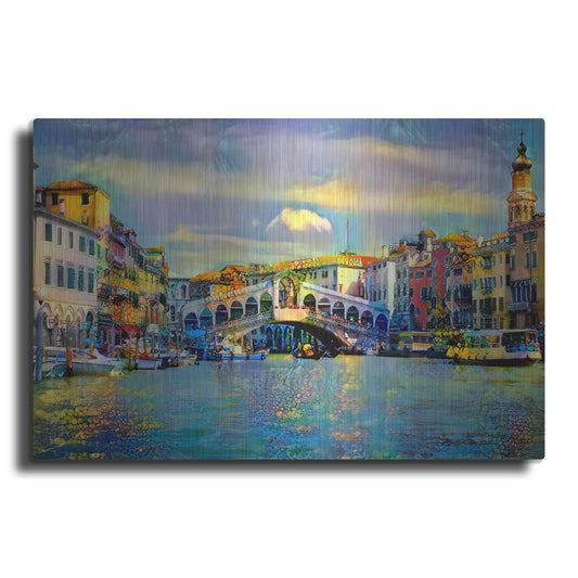 Luxe Metal Art 'Venice Italy Rialto Bridge' by Pedro Gavidia, Metal Wall Art