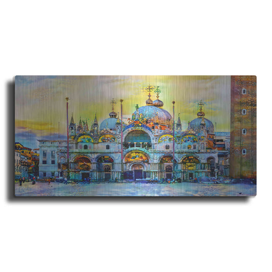 Luxe Metal Art 'Venice Italy Patriarchal Cathedral Basilica of Saint Mark at Sunset' by Pedro Gavidia, Metal Wall Art