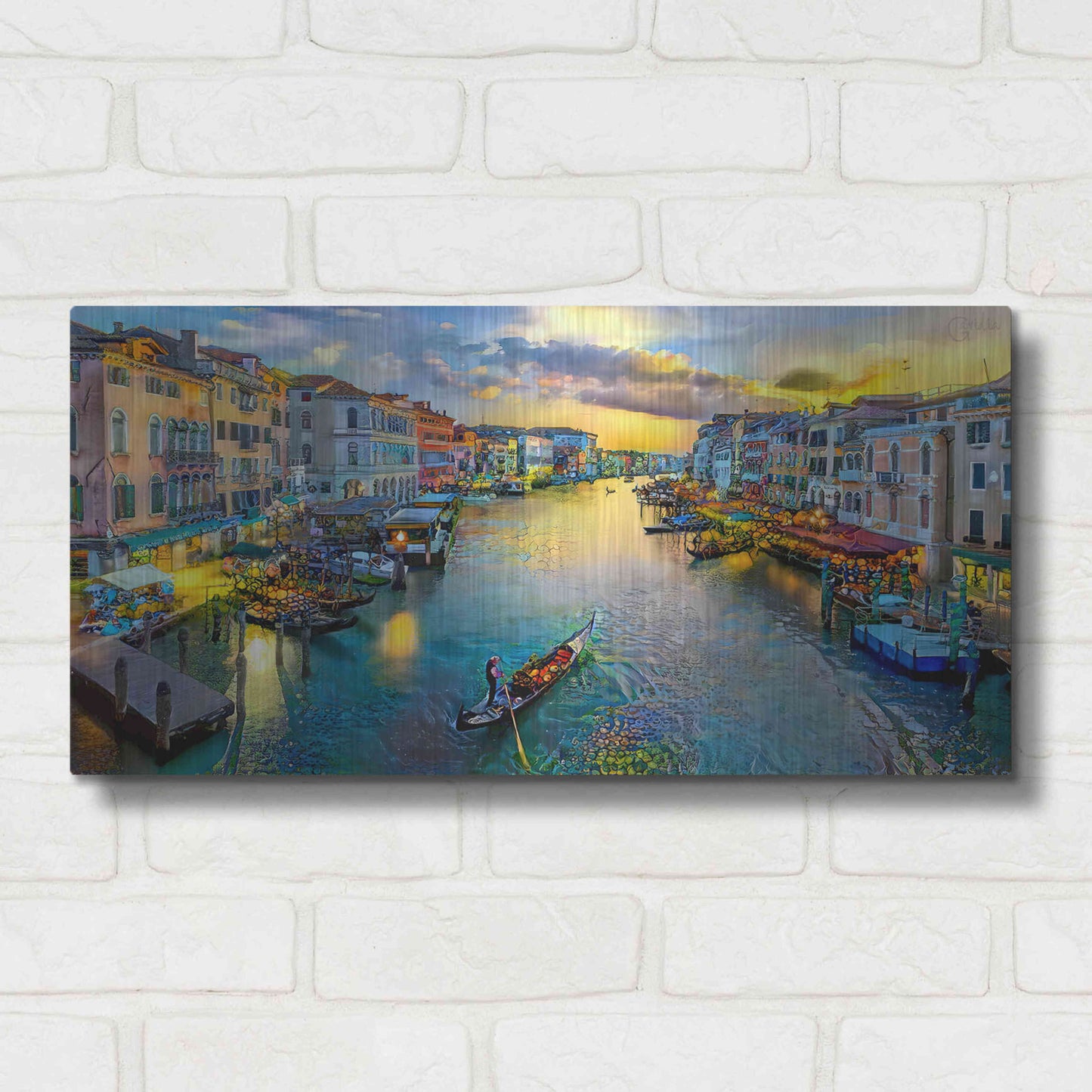 Luxe Metal Art 'Venice Italy Grand Canal' by Pedro Gavidia, Metal Wall Art,24x12