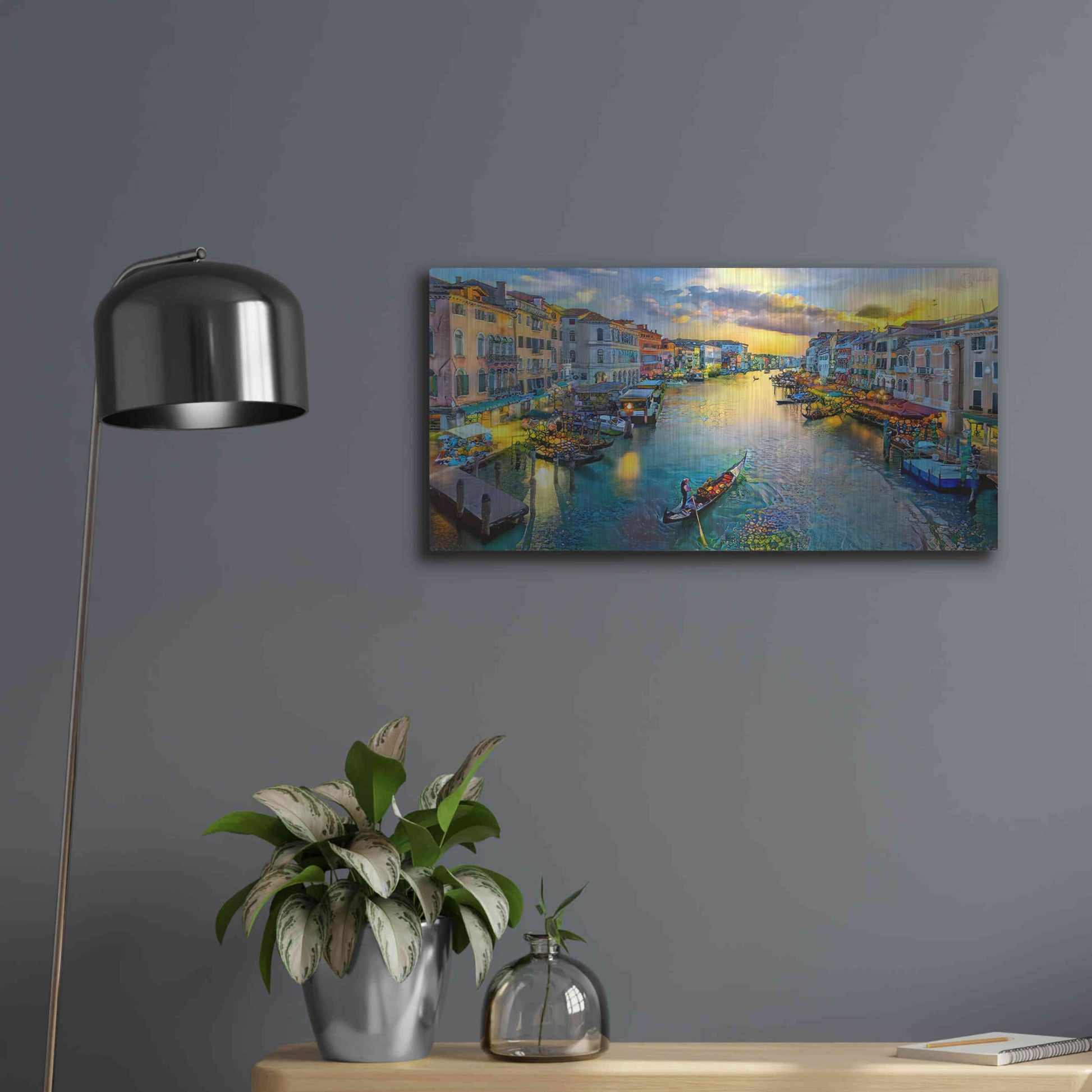 Luxe Metal Art 'Venice Italy Grand Canal' by Pedro Gavidia, Metal Wall Art,24x12