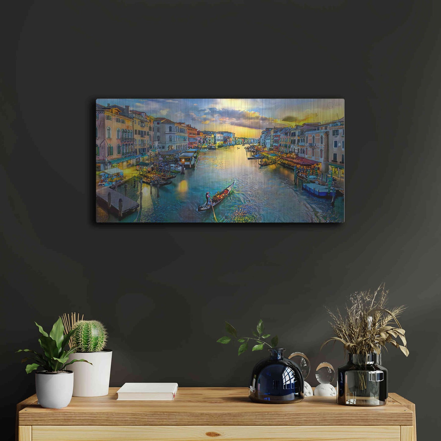 Luxe Metal Art 'Venice Italy Grand Canal' by Pedro Gavidia, Metal Wall Art,24x12