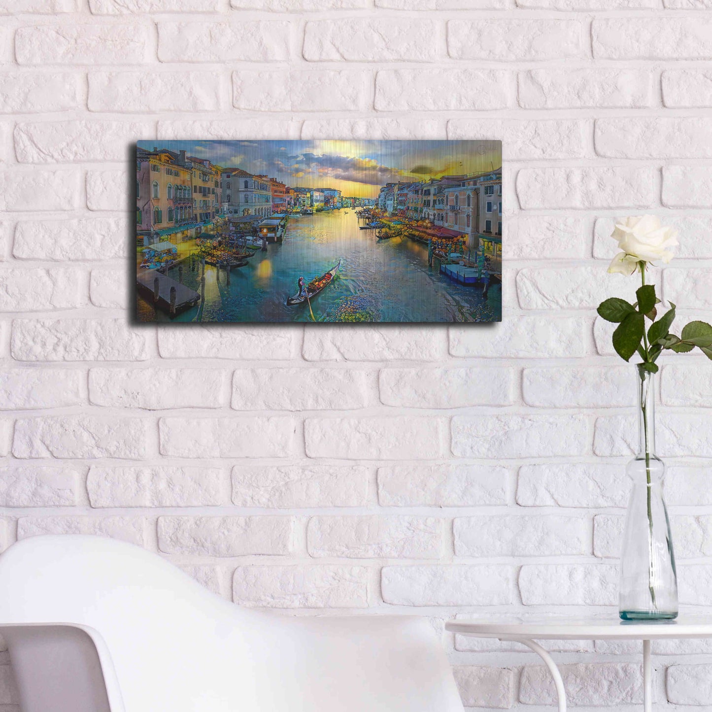 Luxe Metal Art 'Venice Italy Grand Canal' by Pedro Gavidia, Metal Wall Art,24x12