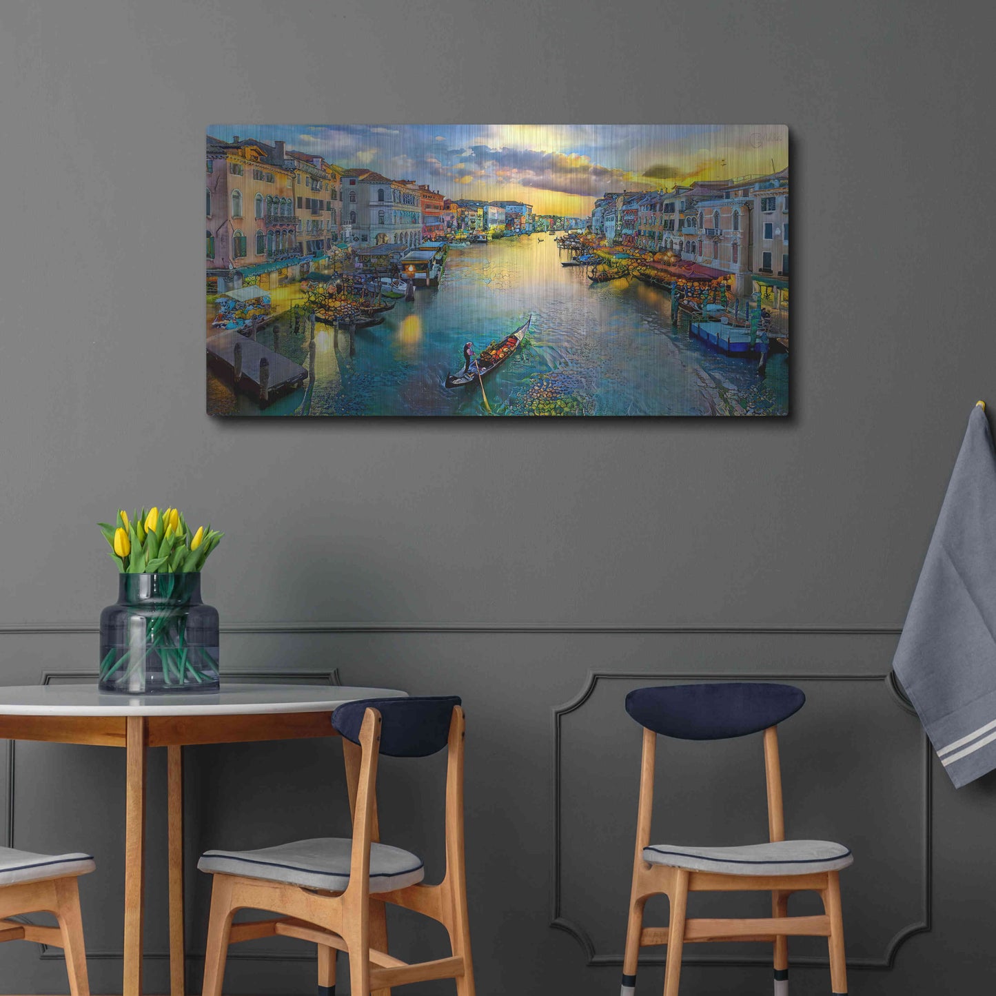 Luxe Metal Art 'Venice Italy Grand Canal' by Pedro Gavidia, Metal Wall Art,48x24