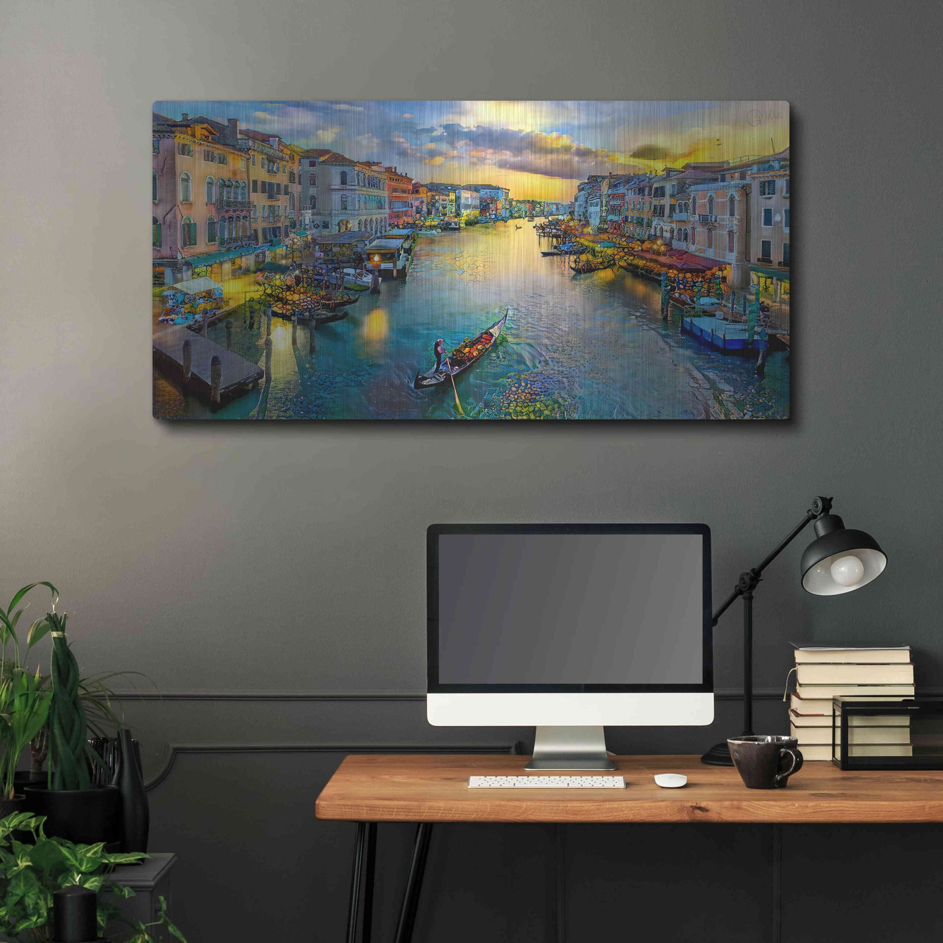 Luxe Metal Art 'Venice Italy Grand Canal' by Pedro Gavidia, Metal Wall Art,48x24