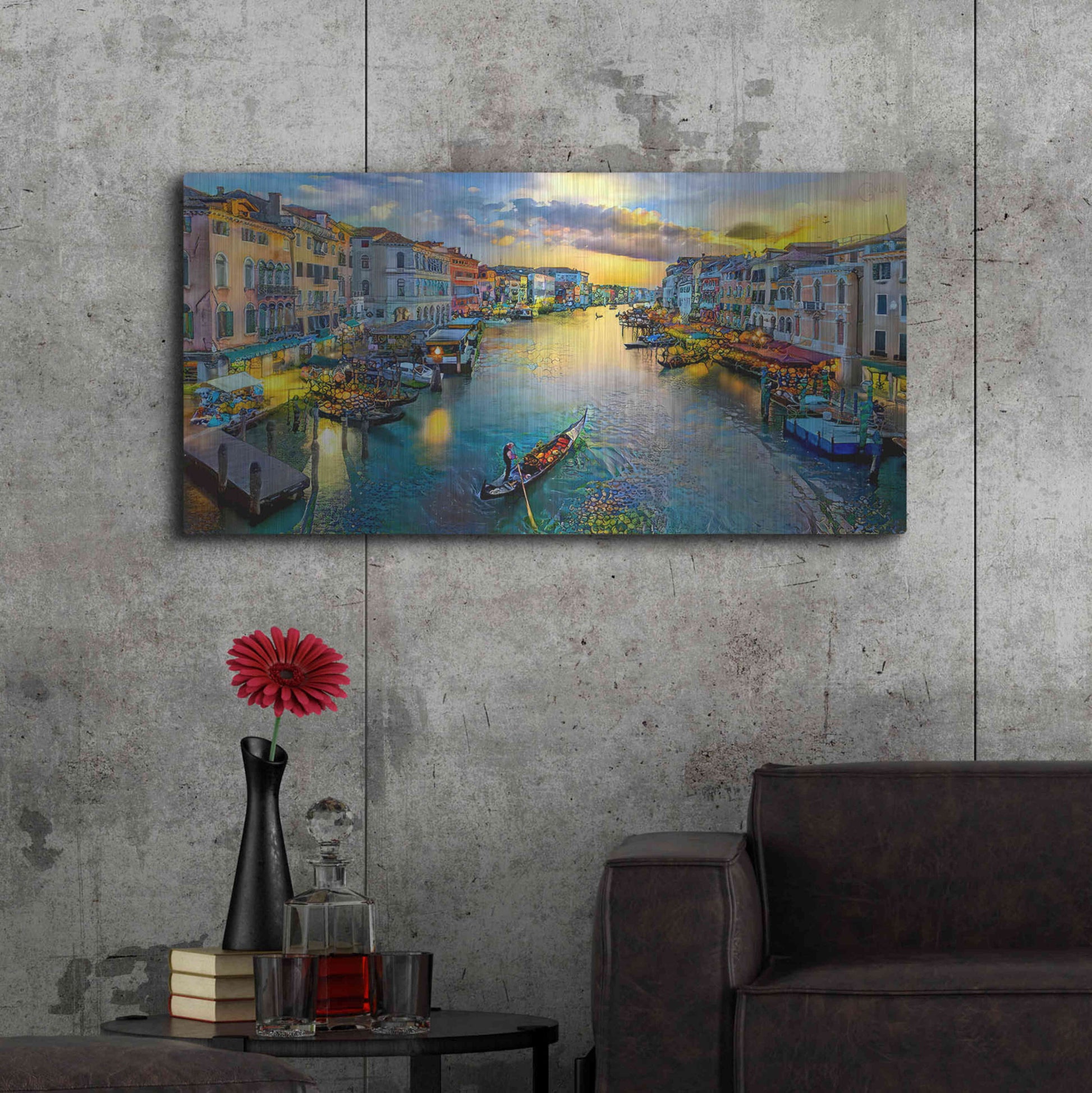 Luxe Metal Art 'Venice Italy Grand Canal' by Pedro Gavidia, Metal Wall Art,48x24