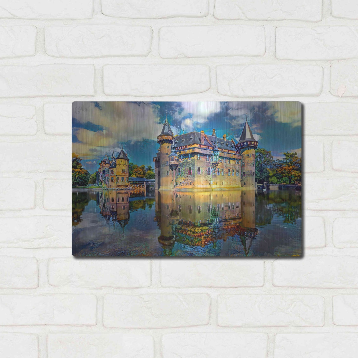 Luxe Metal Art 'Ultrecht Netherlands De Haar Castle' by Pedro Gavidia, Metal Wall Art,16x12