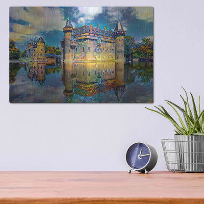 Luxe Metal Art 'Ultrecht Netherlands De Haar Castle' by Pedro Gavidia, Metal Wall Art,16x12