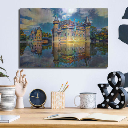 Luxe Metal Art 'Ultrecht Netherlands De Haar Castle' by Pedro Gavidia, Metal Wall Art,16x12