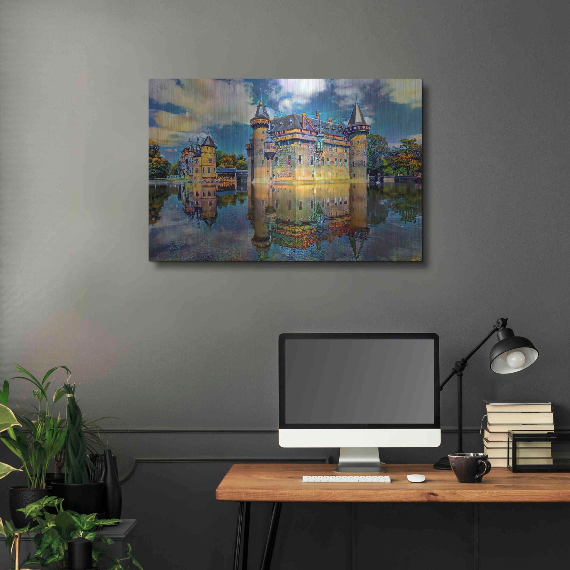 Luxe Metal Art 'Ultrecht Netherlands De Haar Castle' by Pedro Gavidia, Metal Wall Art,36x24