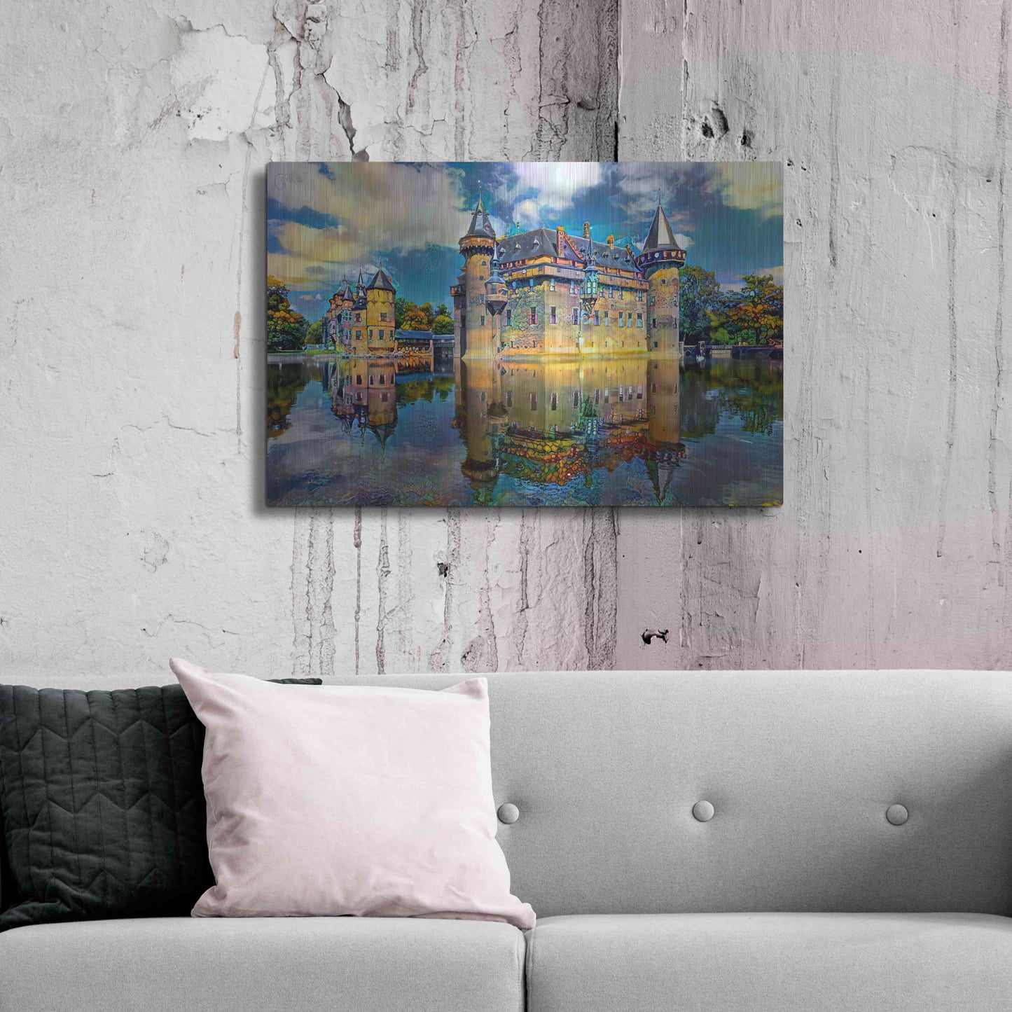 Luxe Metal Art 'Ultrecht Netherlands De Haar Castle' by Pedro Gavidia, Metal Wall Art,36x24