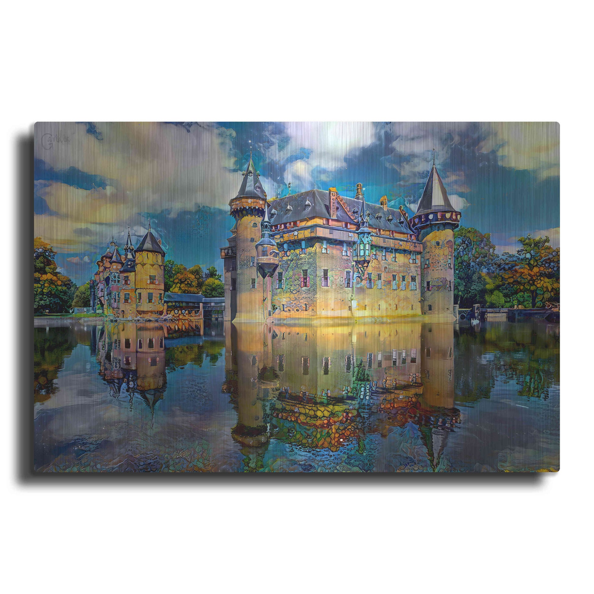 Luxe Metal Art 'Ultrecht Netherlands De Haar Castle' by Pedro Gavidia, Metal Wall Art