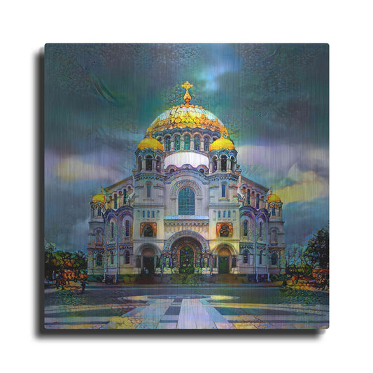 Luxe Metal Art 'Saint Petersburg Russia Naval cathedral of Saint Nicholas in Kronstadt' by Pedro Gavidia, Metal Wall Art