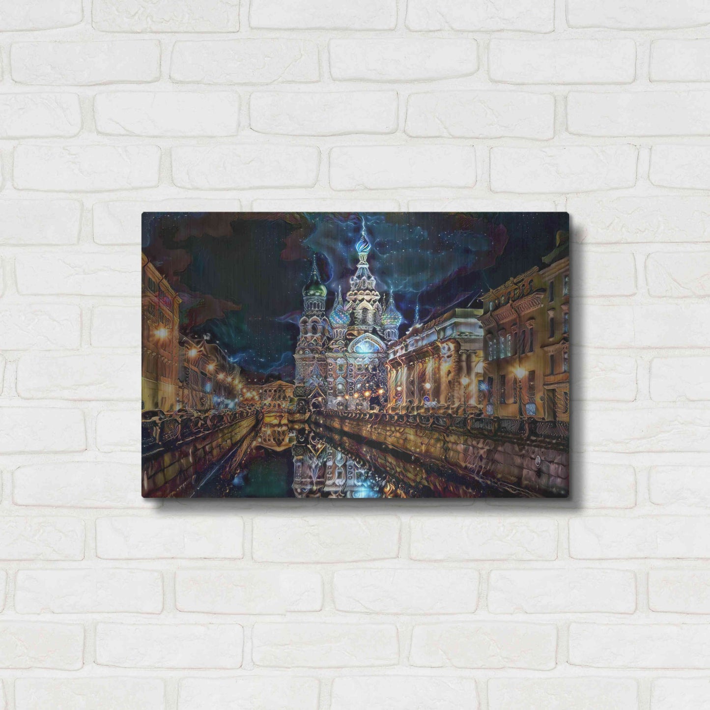 Luxe Metal Art 'Saint Petersburg Russia Church of the Savior on Spilled Blood at night' by Pedro Gavidia, Metal Wall Art,24x16