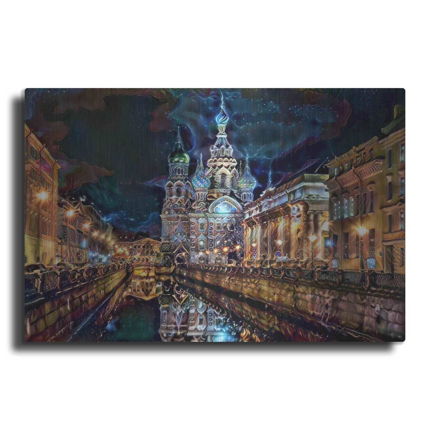 Luxe Metal Art 'Saint Petersburg Russia Church of the Savior on Spilled Blood at night' by Pedro Gavidia, Metal Wall Art