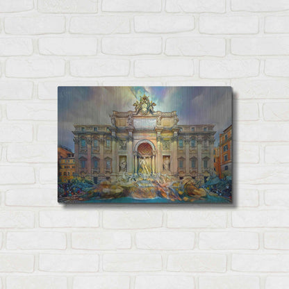 Luxe Metal Art 'Rome Italy Trevi Fountain' by Pedro Gavidia, Metal Wall Art,24x16