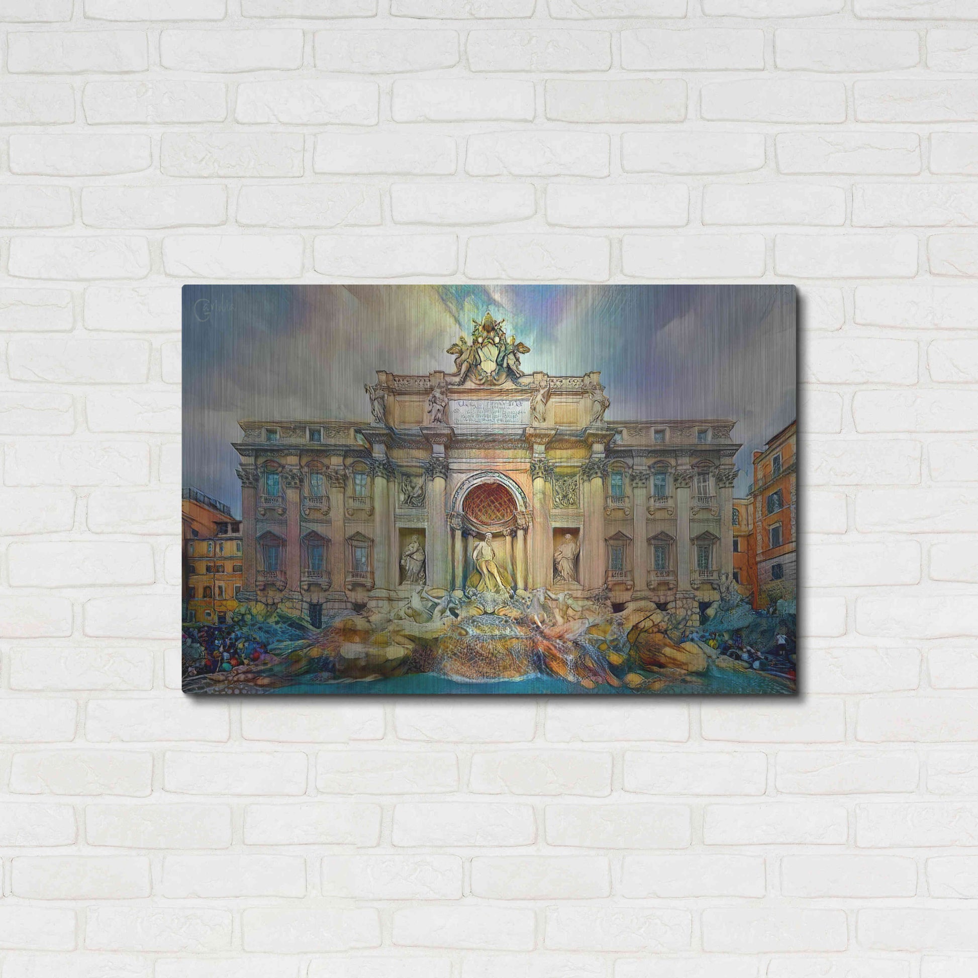 Luxe Metal Art 'Rome Italy Trevi Fountain' by Pedro Gavidia, Metal Wall Art,36x24