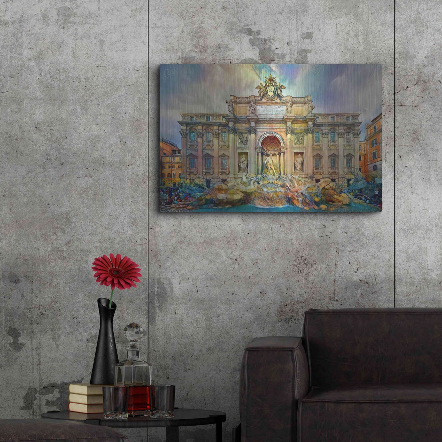 Luxe Metal Art 'Rome Italy Trevi Fountain' by Pedro Gavidia, Metal Wall Art,36x24