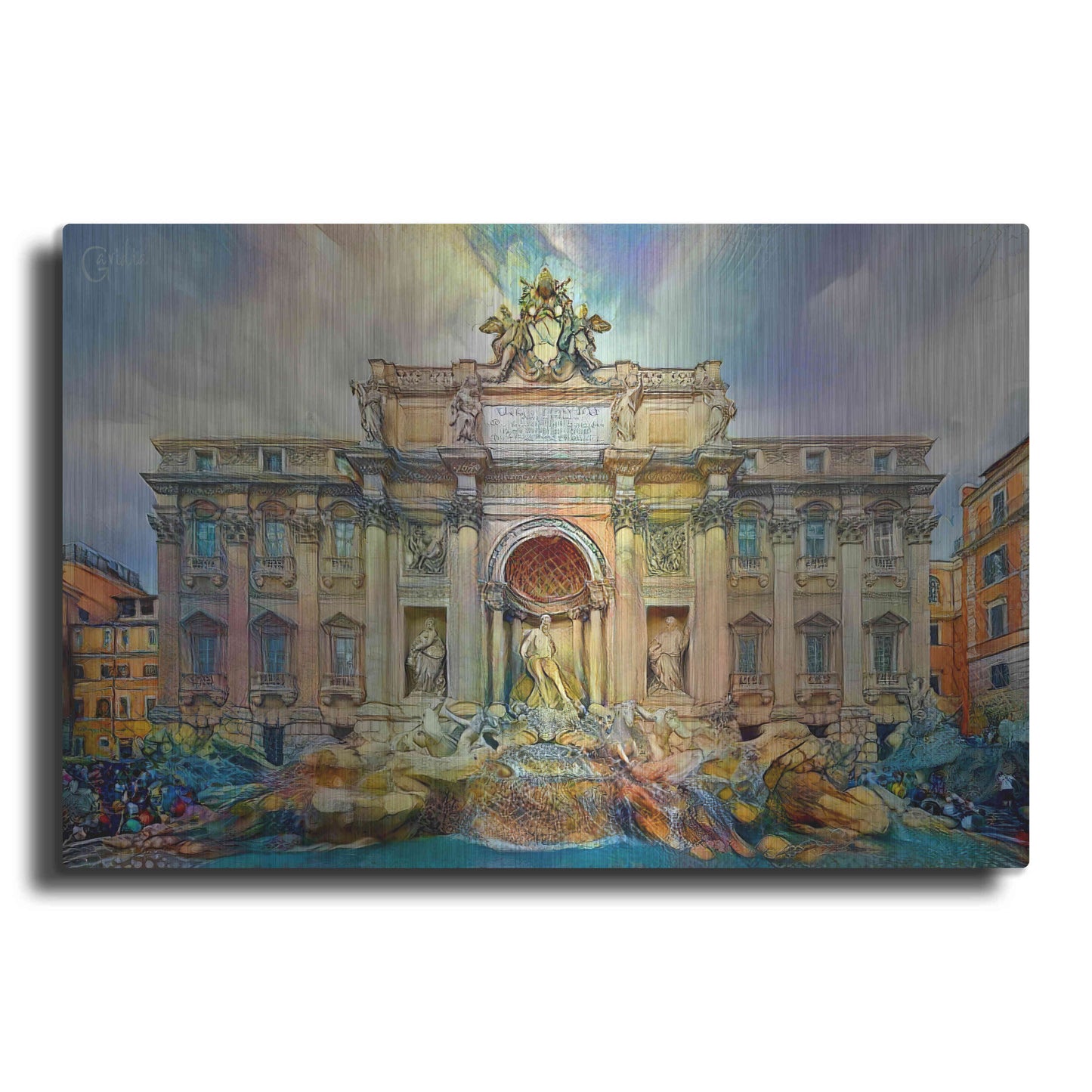 Luxe Metal Art 'Rome Italy Trevi Fountain' by Pedro Gavidia, Metal Wall Art