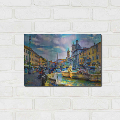 Luxe Metal Art 'Rome Italy Piazza Navona' by Pedro Gavidia, Metal Wall Art,16x12