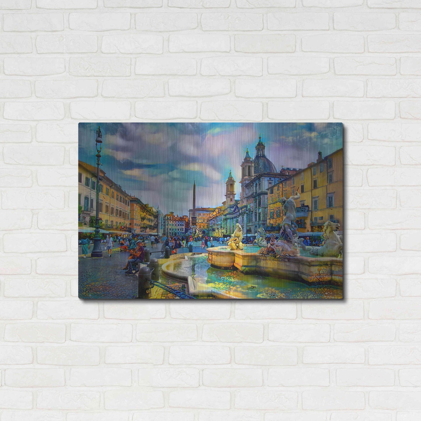 Luxe Metal Art 'Rome Italy Piazza Navona' by Pedro Gavidia, Metal Wall Art,36x24