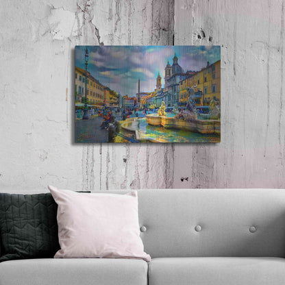 Luxe Metal Art 'Rome Italy Piazza Navona' by Pedro Gavidia, Metal Wall Art,36x24