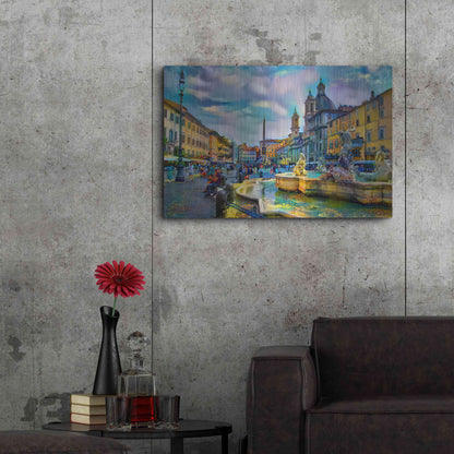 Luxe Metal Art 'Rome Italy Piazza Navona' by Pedro Gavidia, Metal Wall Art,36x24