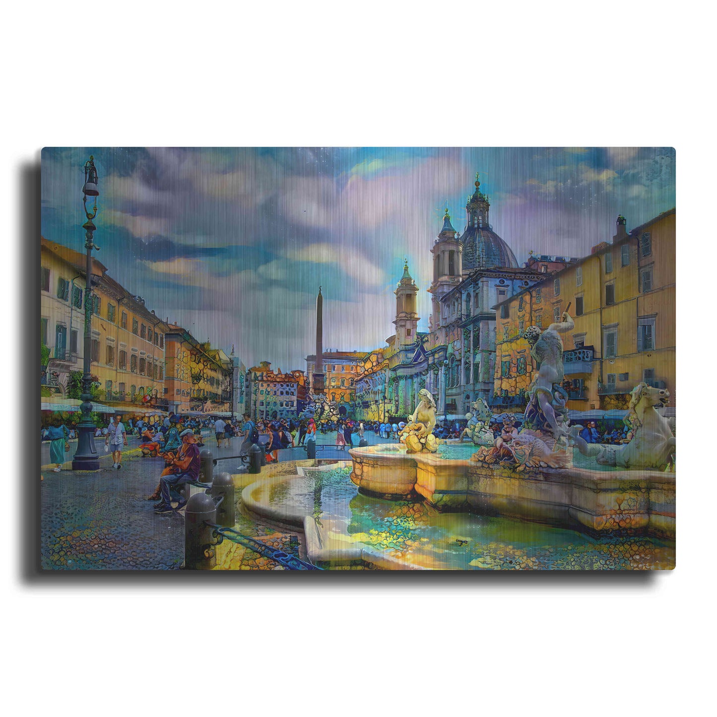 Luxe Metal Art 'Rome Italy Piazza Navona' by Pedro Gavidia, Metal Wall Art