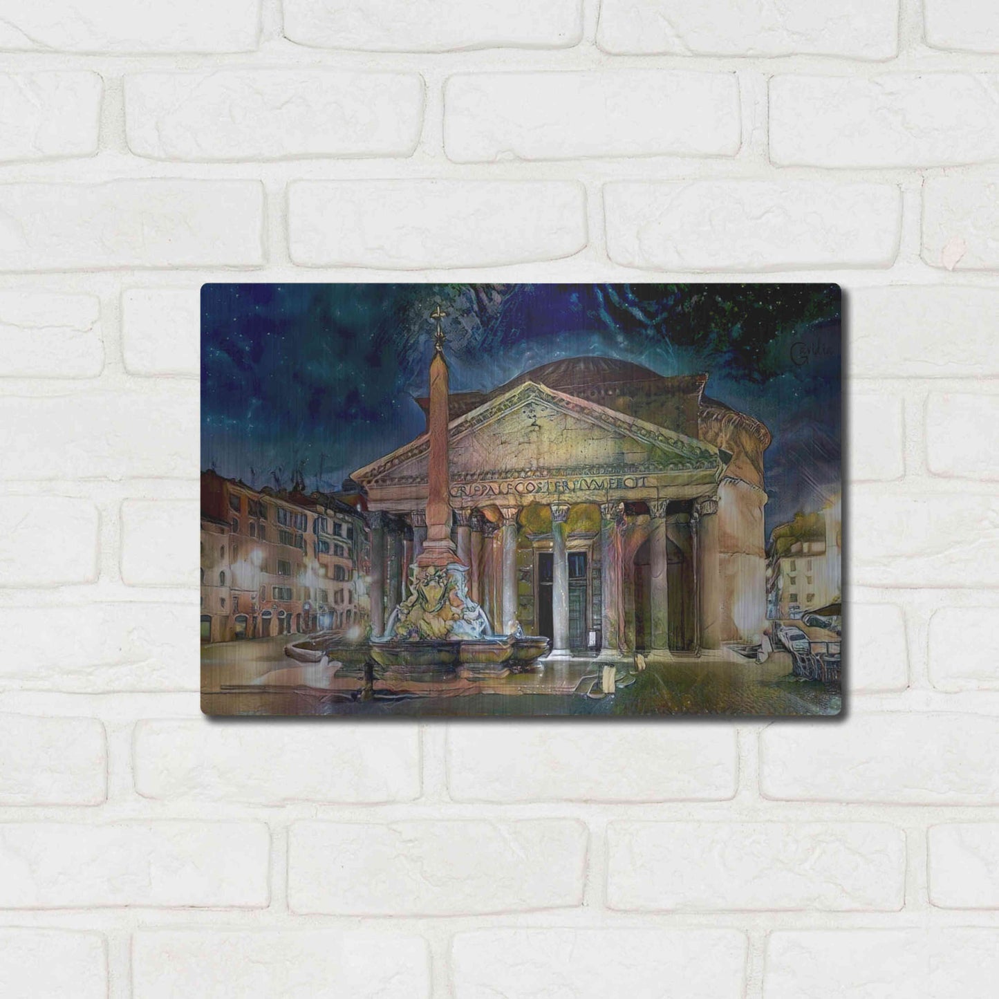 Luxe Metal Art 'Rome Italy Pantheon' by Pedro Gavidia, Metal Wall Art,16x12