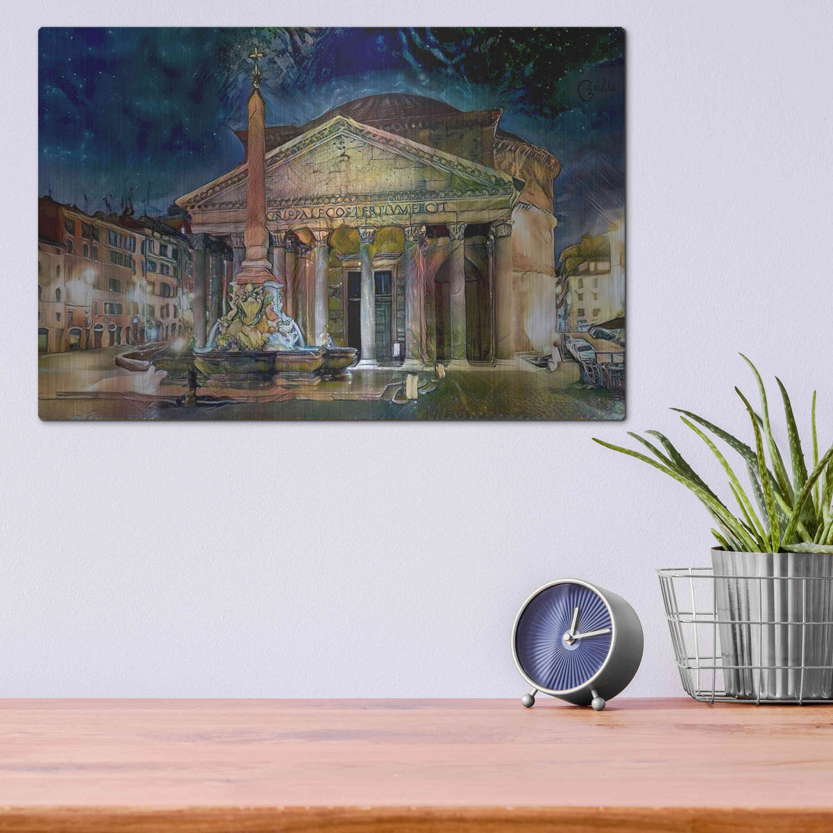 Luxe Metal Art 'Rome Italy Pantheon' by Pedro Gavidia, Metal Wall Art,16x12