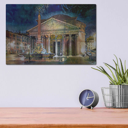 Luxe Metal Art 'Rome Italy Pantheon' by Pedro Gavidia, Metal Wall Art,16x12