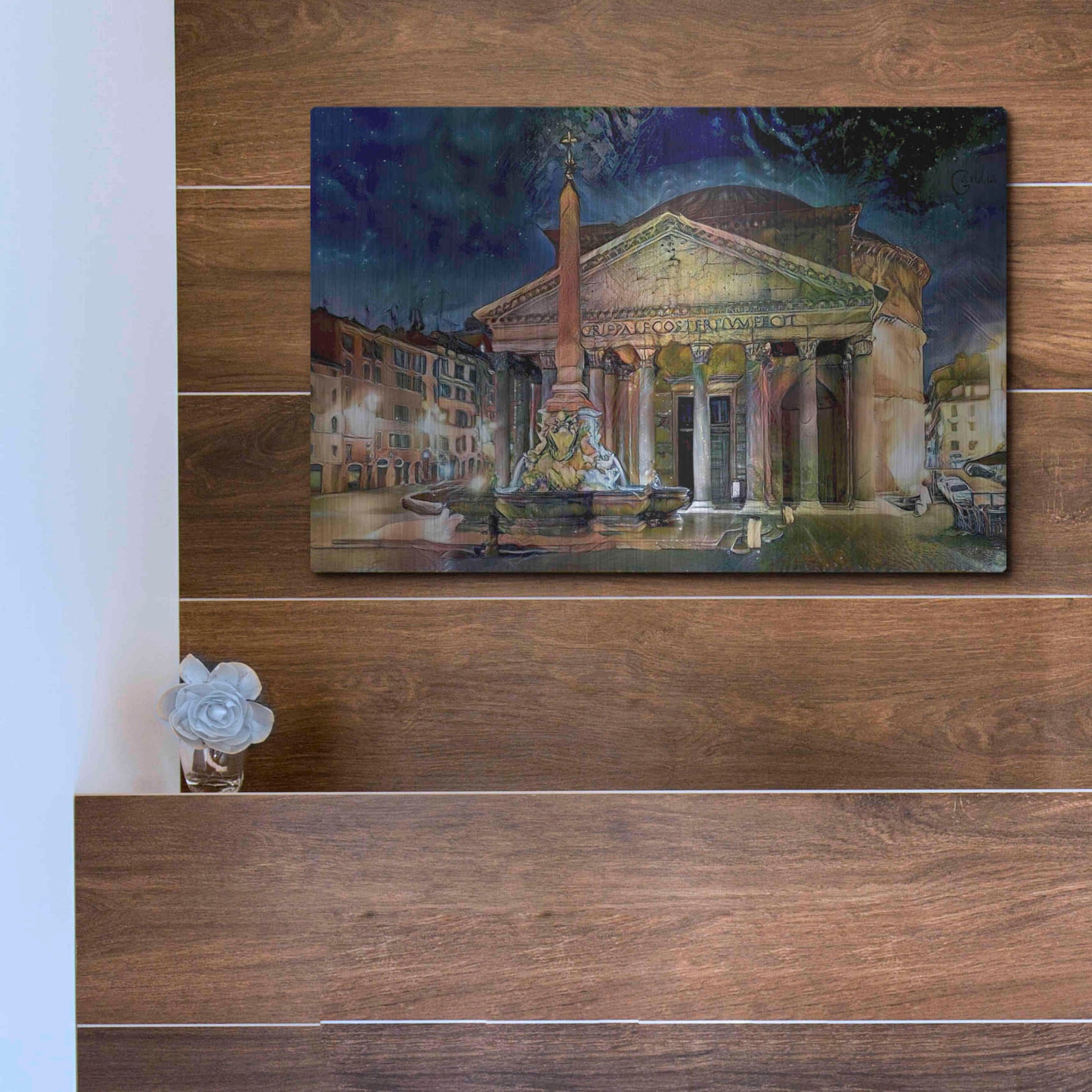 Luxe Metal Art 'Rome Italy Pantheon' by Pedro Gavidia, Metal Wall Art,16x12