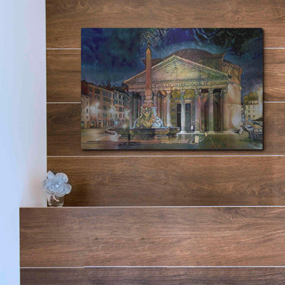 Luxe Metal Art 'Rome Italy Pantheon' by Pedro Gavidia, Metal Wall Art,16x12