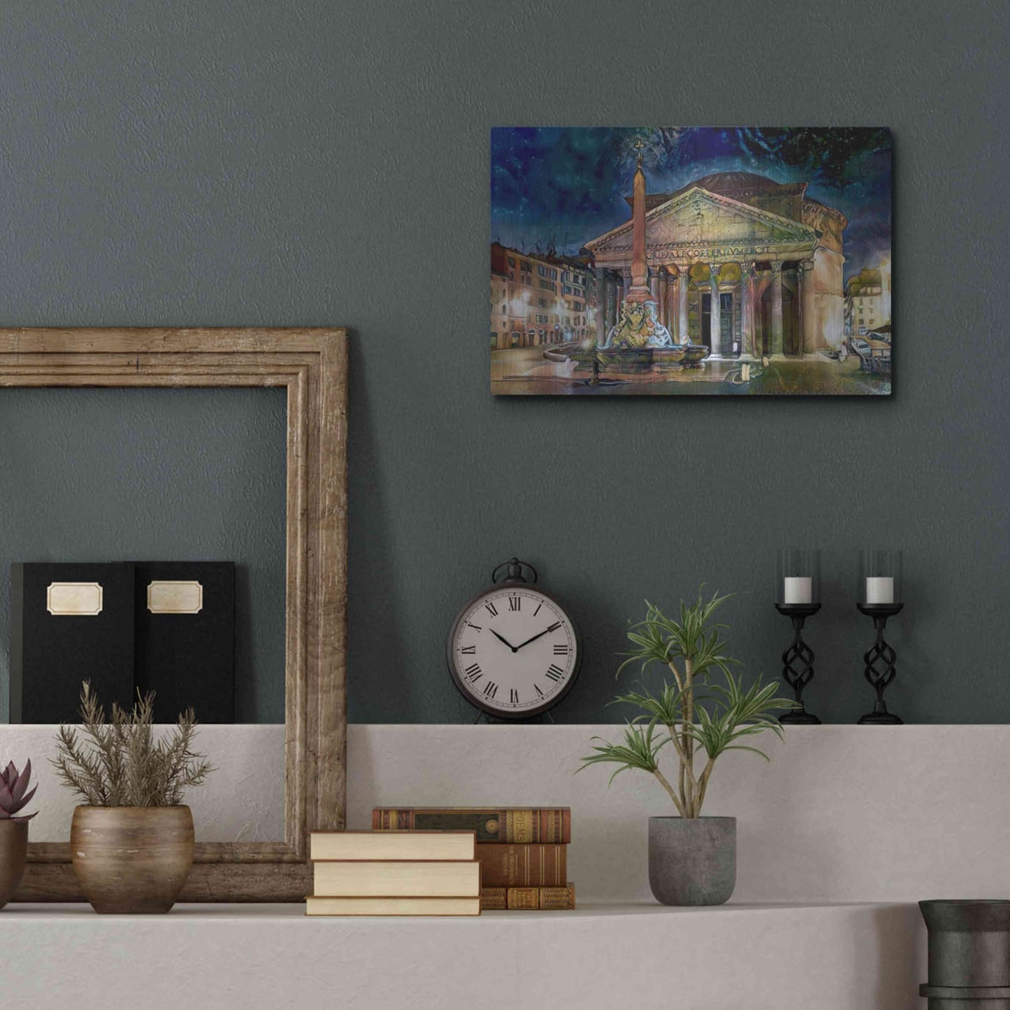 Luxe Metal Art 'Rome Italy Pantheon' by Pedro Gavidia, Metal Wall Art,16x12