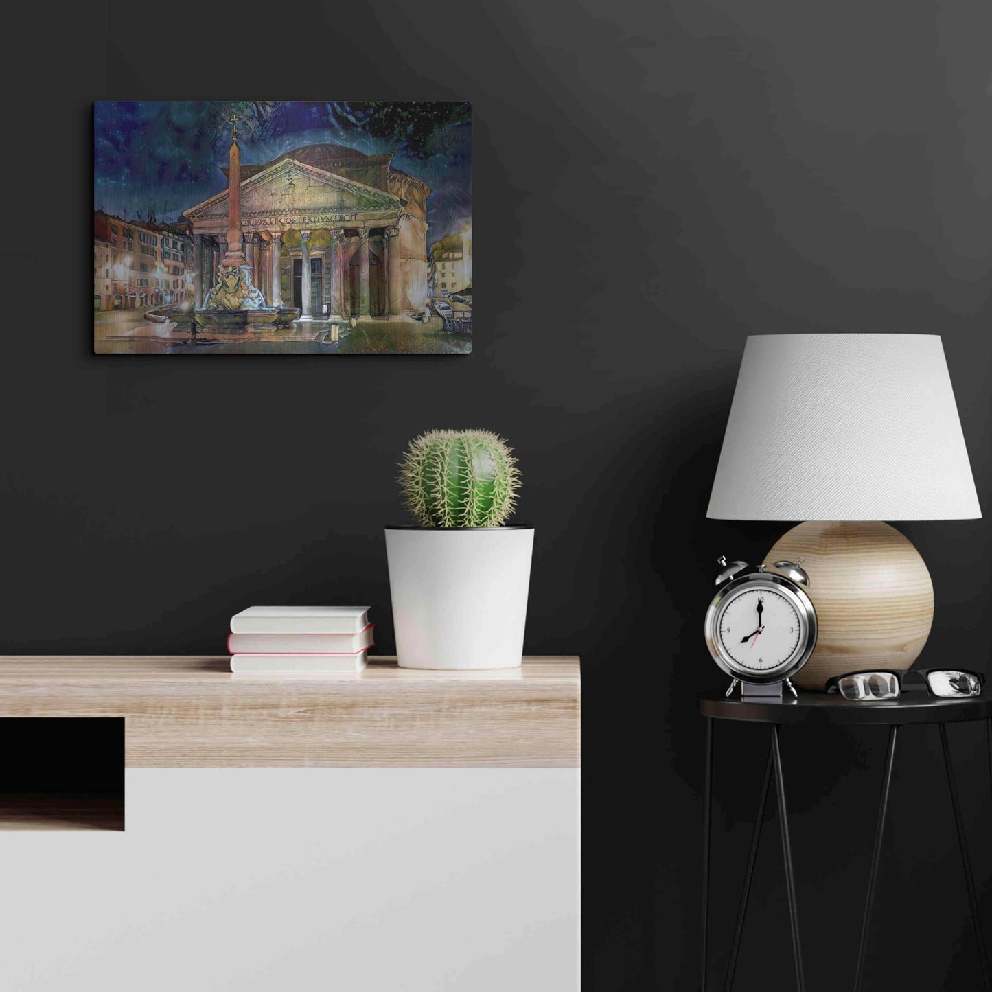 Luxe Metal Art 'Rome Italy Pantheon' by Pedro Gavidia, Metal Wall Art,24x16