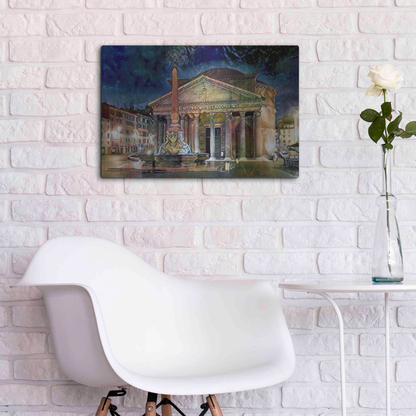 Luxe Metal Art 'Rome Italy Pantheon' by Pedro Gavidia, Metal Wall Art,24x16