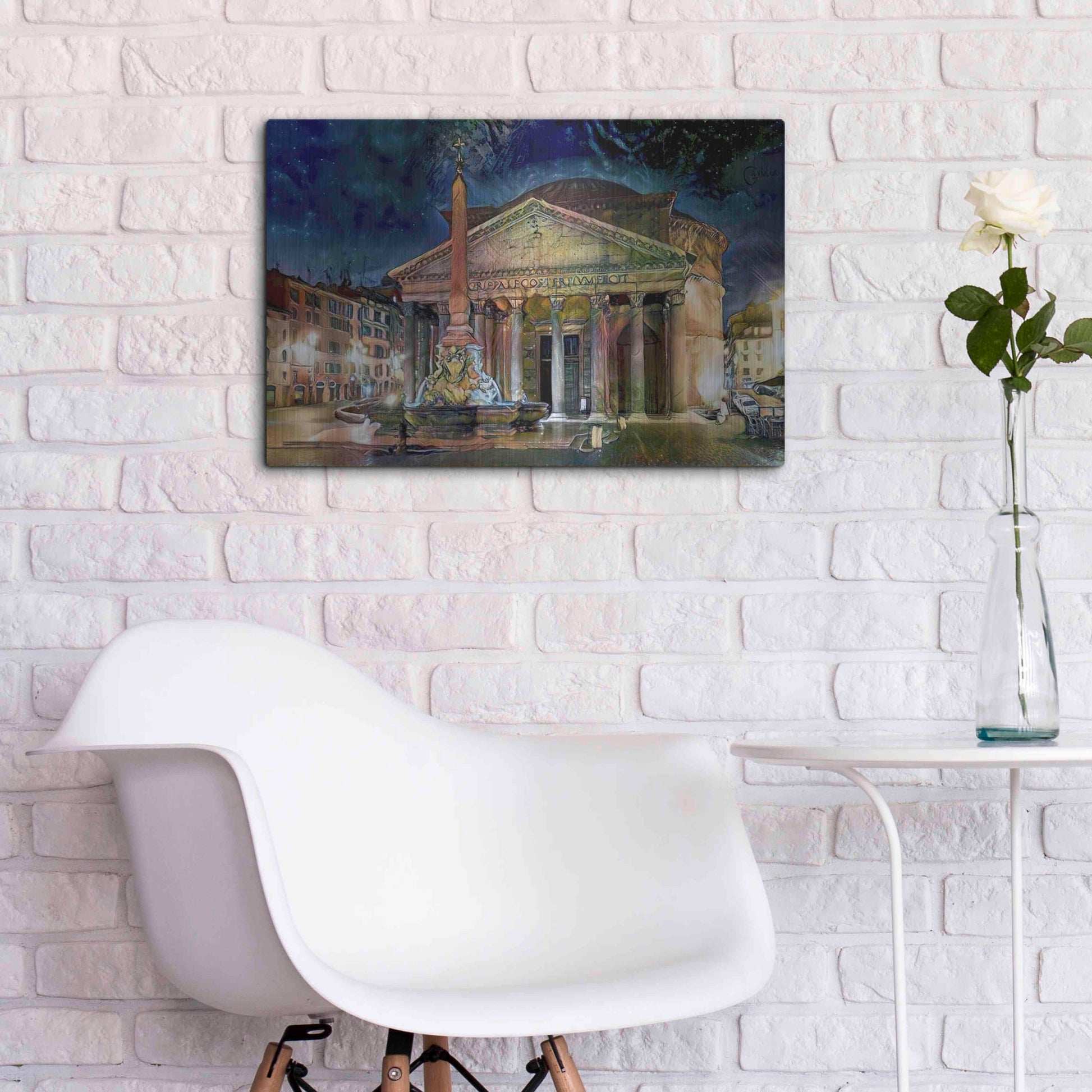 Luxe Metal Art 'Rome Italy Pantheon' by Pedro Gavidia, Metal Wall Art,24x16