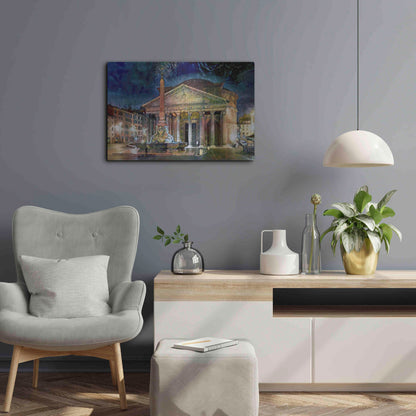 Luxe Metal Art 'Rome Italy Pantheon' by Pedro Gavidia, Metal Wall Art,24x16