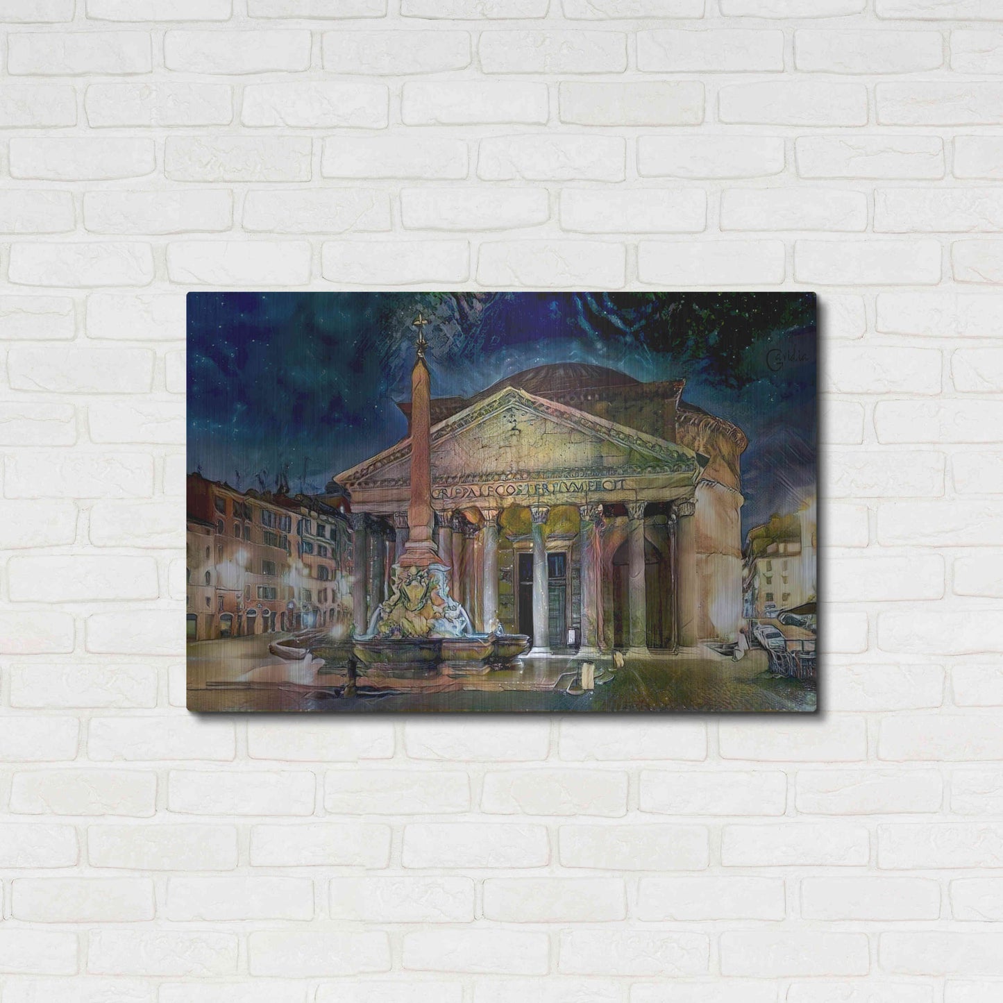 Luxe Metal Art 'Rome Italy Pantheon' by Pedro Gavidia, Metal Wall Art,36x24