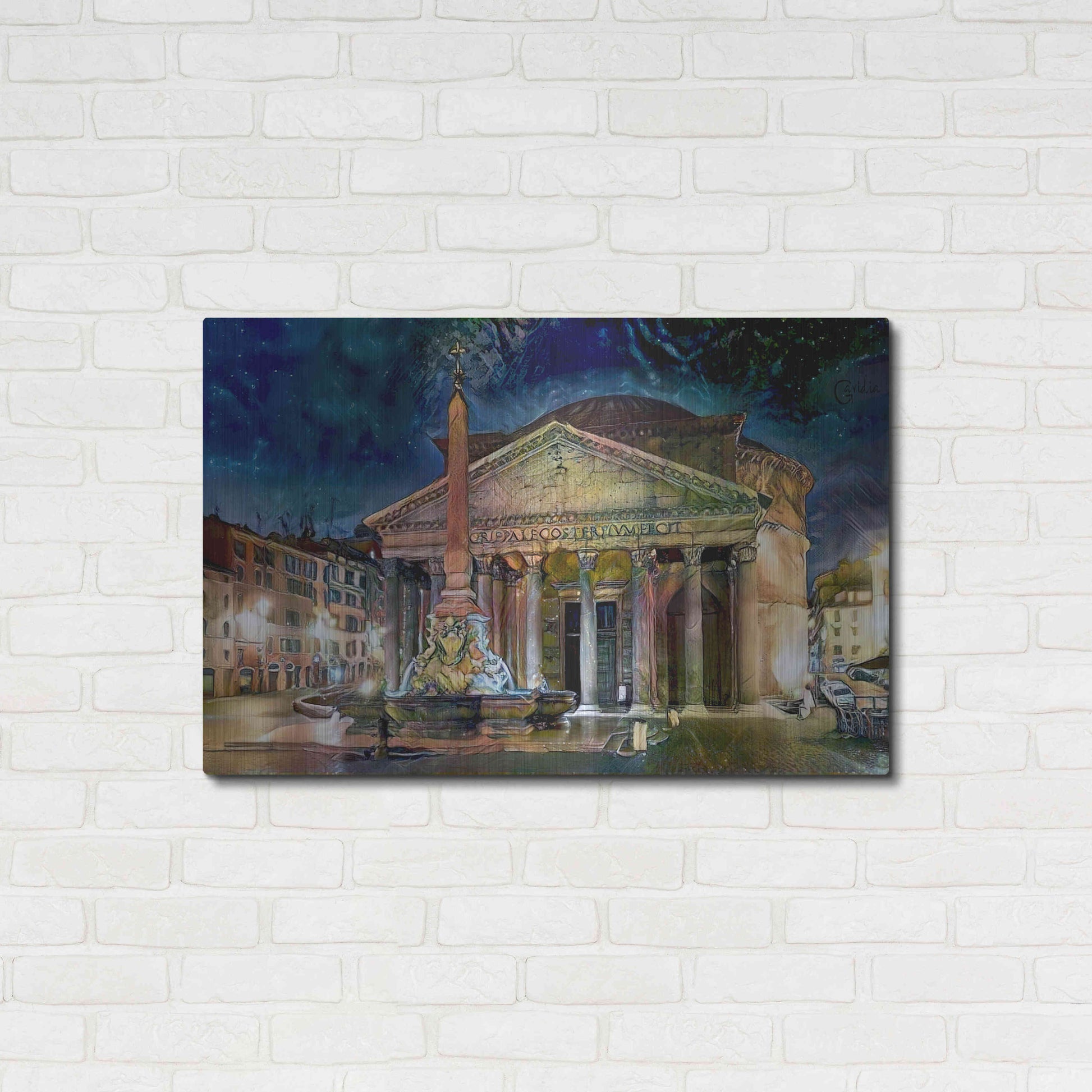Luxe Metal Art 'Rome Italy Pantheon' by Pedro Gavidia, Metal Wall Art,36x24