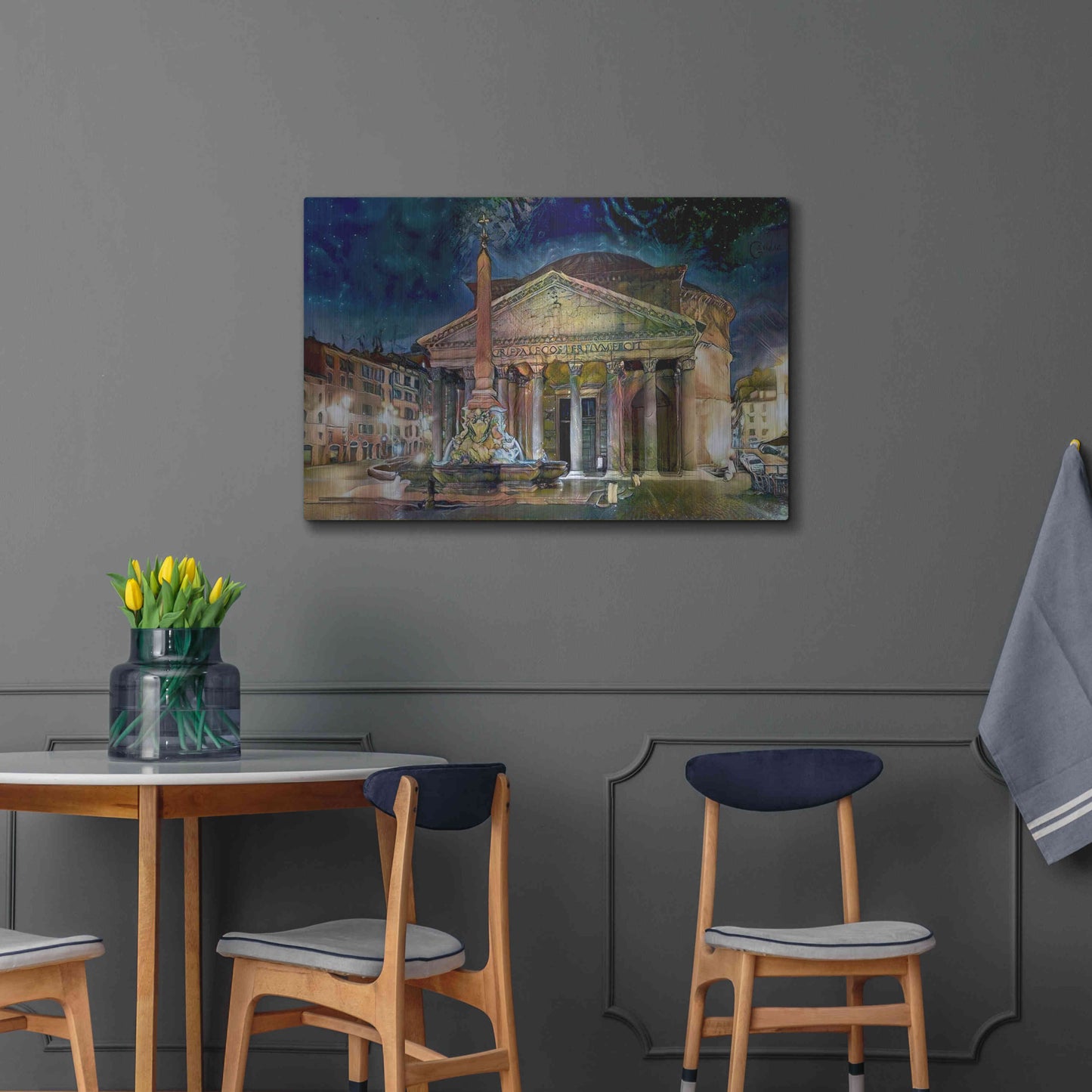 Luxe Metal Art 'Rome Italy Pantheon' by Pedro Gavidia, Metal Wall Art,36x24